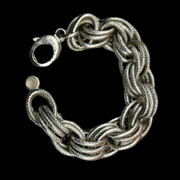 Milor Jewelry - Estate Bronze Signed Milor Italy Thick Silver Plated Chain Bracelet